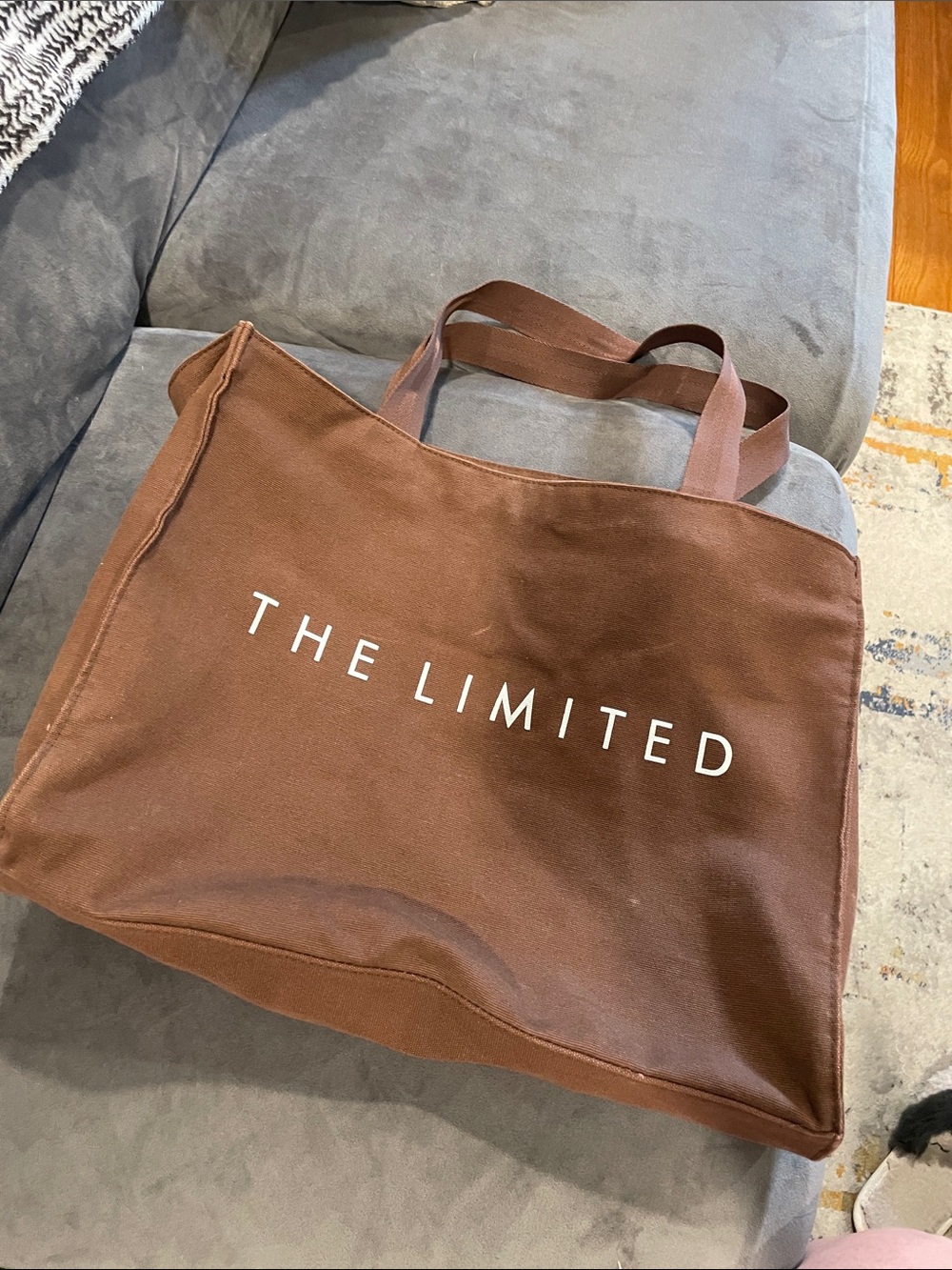 The Limited Brown Canvas Tote with White Logo
